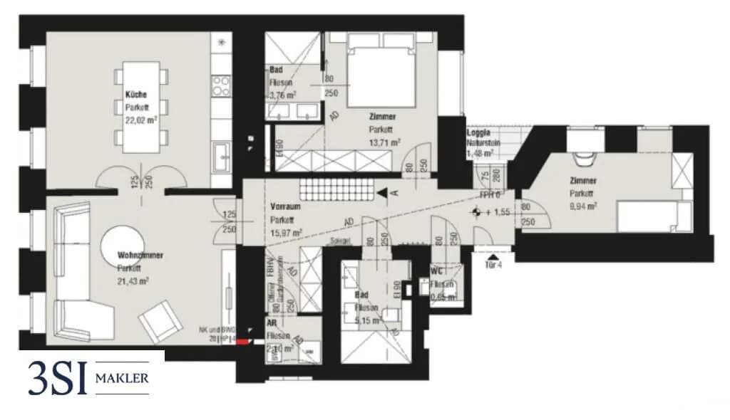 3-Zimmer-Wohnung kaufen in Wien – 95,03 m², € 849.000 – Bild 12 von 12