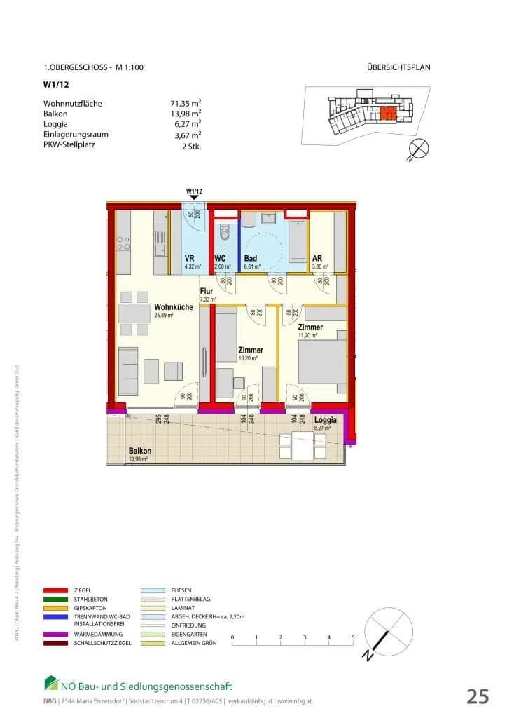 3-Zimmer-Wohnung mieten in Scheibbs – 71,35 m², € 740 – Bild 2 von 3