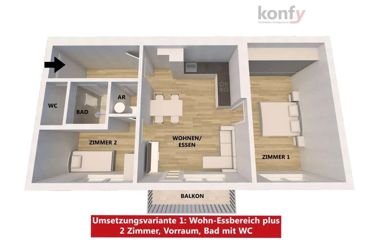 3-Zimmer-Wohnung kaufen in Graz – 58 m², € 174.900 – Bild 8 von 9