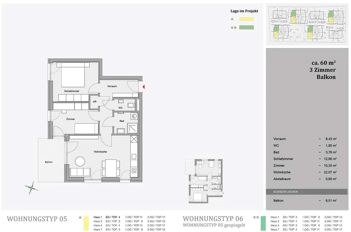 3-Zimmer-Wohnung mieten in Graz-Umgebung – 59,99 m², € 1.045 – Bild 10 von 10