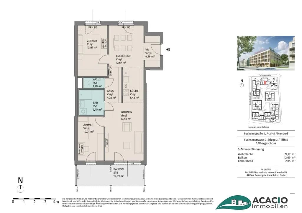 3-Zimmer-Wohnung mieten in Tulln – 77,97 m², € 1.095 – Bild 14 von 14