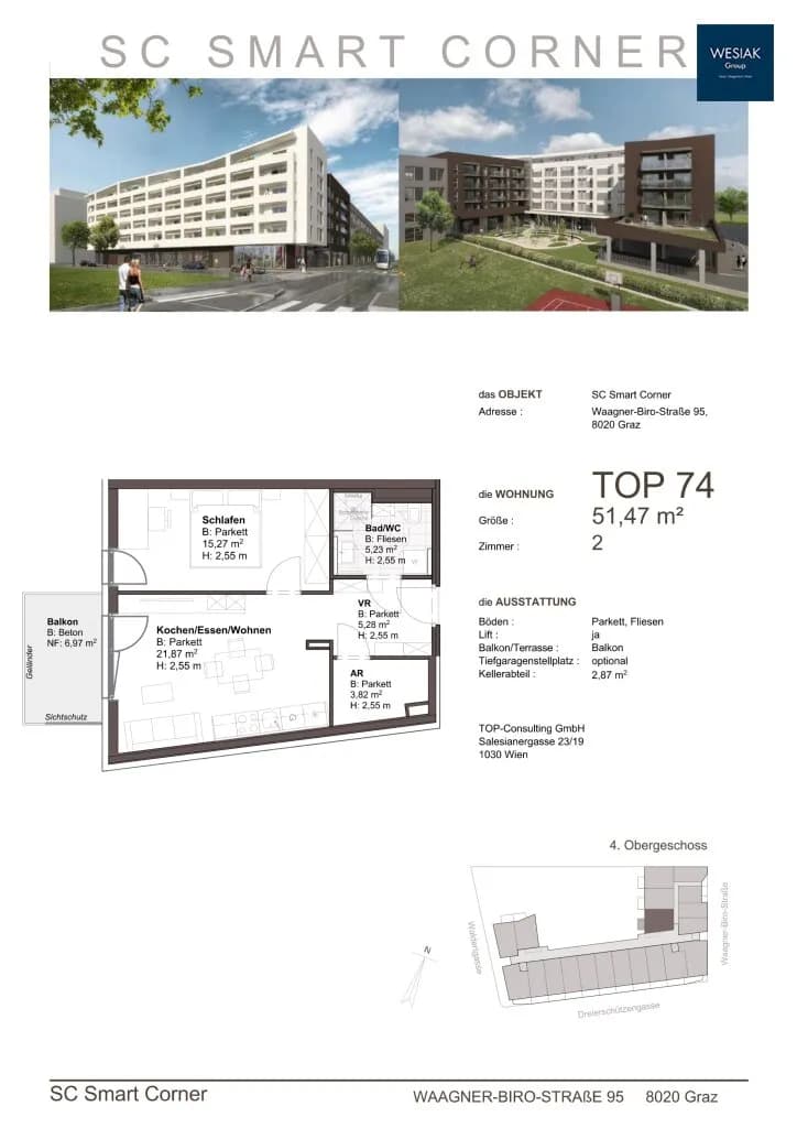2-Zimmer-Wohnung mieten in Graz – 50 m², € 755 – Bild 13 von 13