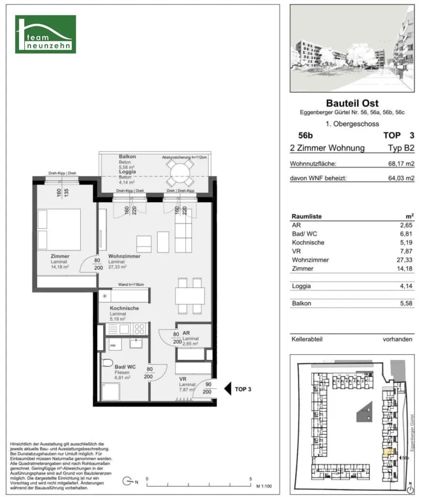 2-Zimmer-Wohnung mieten in Graz – 64,03 m², € 773 – Bild 13 von 13