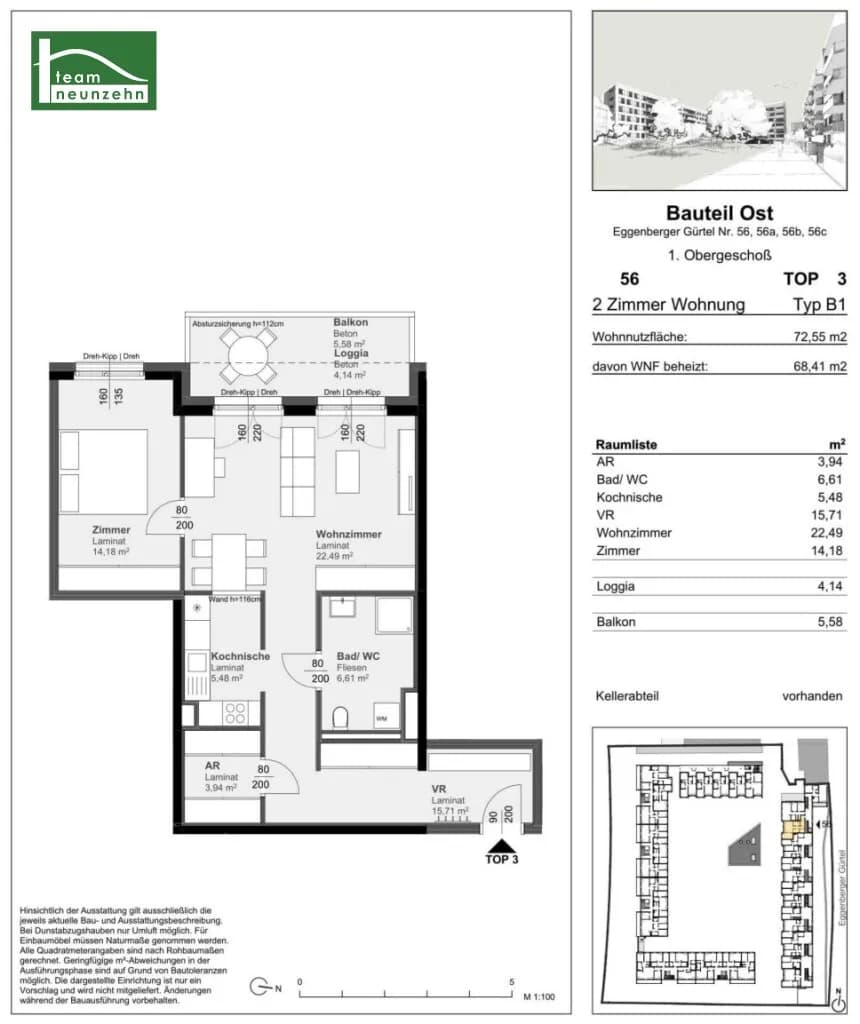 2-Zimmer-Wohnung mieten in Graz – 68,41 m², € 821 – Bild 13 von 13