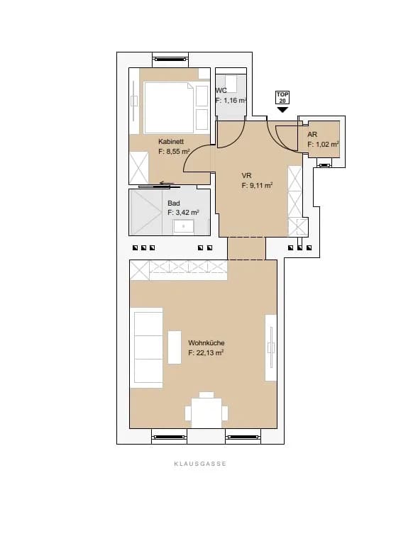 2-Zimmer-Wohnung kaufen in Wien – 46,28 m², € 245.000 – Bild 12 von 19