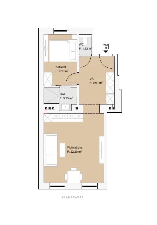 2-Zimmer-Wohnung kaufen in Wien – 45,23 m², € 239.000 – Bild 11 von 18