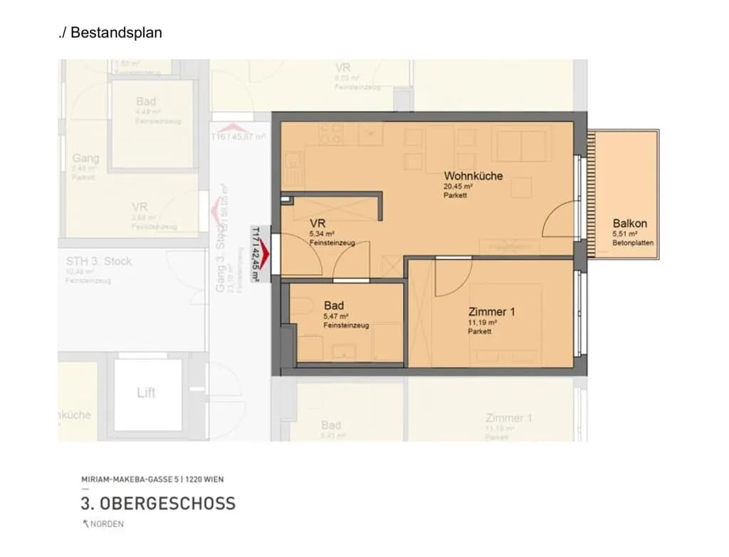 2-Zimmer-Wohnung mieten in Wien – 42 m², € 909 – Bild 8 von 8