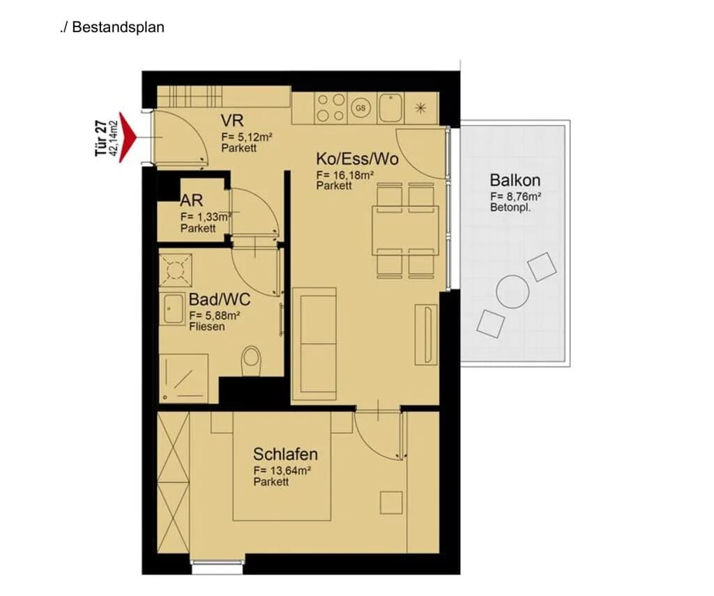 2-Zimmer-Wohnung mieten in Wien – 42 m², € 989 – Bild 12 von 12