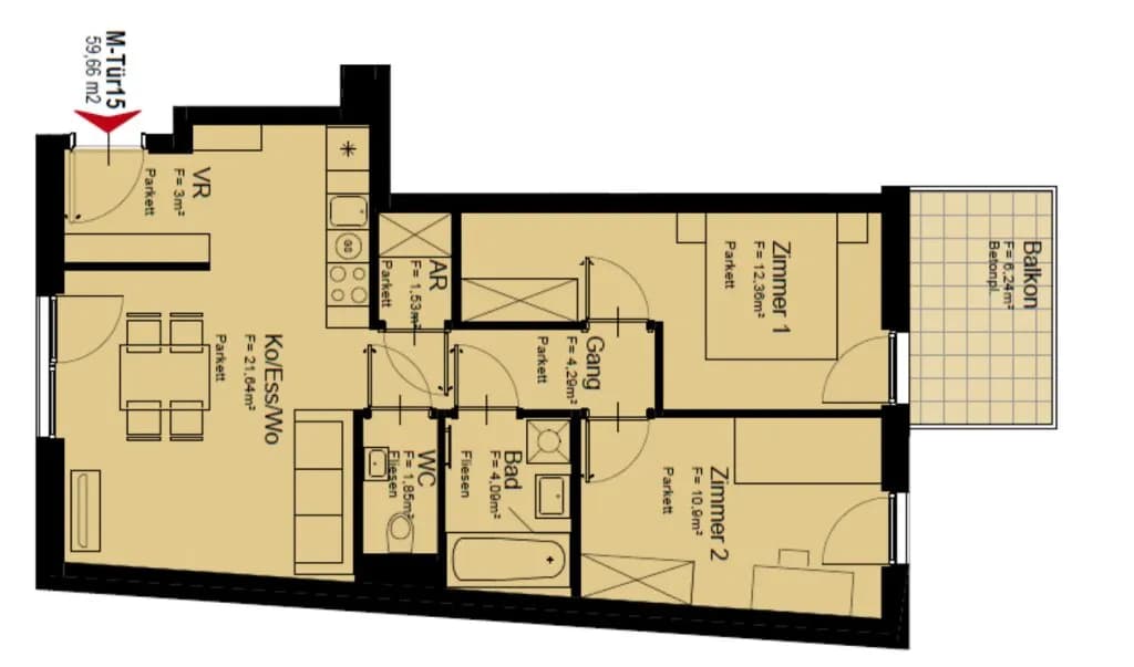 2-Zimmer-Wohnung mieten in Wien – 60 m², € 1.299 – Bild 17 von 17