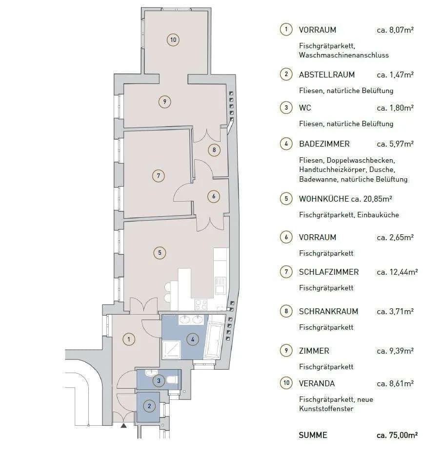 3-Zimmer-Wohnung kaufen in Wien – 75 m², € 448.000 – Bild 13 von 13