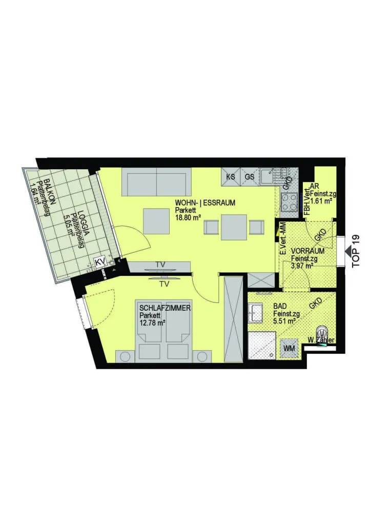 2-Zimmer-Wohnung kaufen in Wien – 42,67 m², € 317.900 – Bild 2 von 17