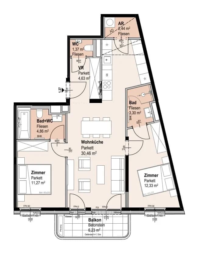 3-Zimmer-Wohnung kaufen in Wien – 70,66 m², € 626.700 – Bild 14 von 14