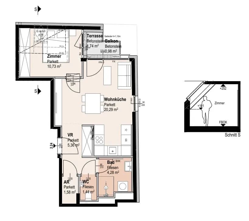 2-Zimmer-Wohnung kaufen in Wien – 43,62 m², € 374.100 – Bild 14 von 14
