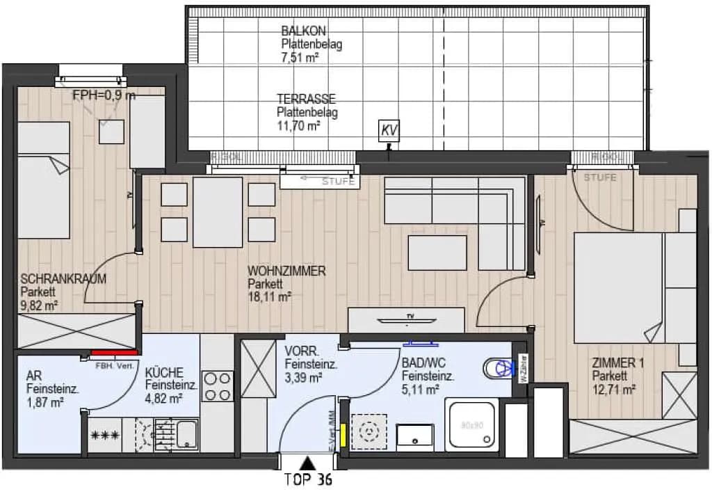 2-Zimmer-Wohnung kaufen in Wien – 55,83 m², € 425.000 – Bild 3 von 11