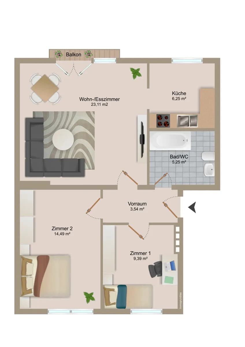 3-Zimmer-Wohnung kaufen in Klagenfurt – 62,03 m², € 198.900 – Bild 7 von 7