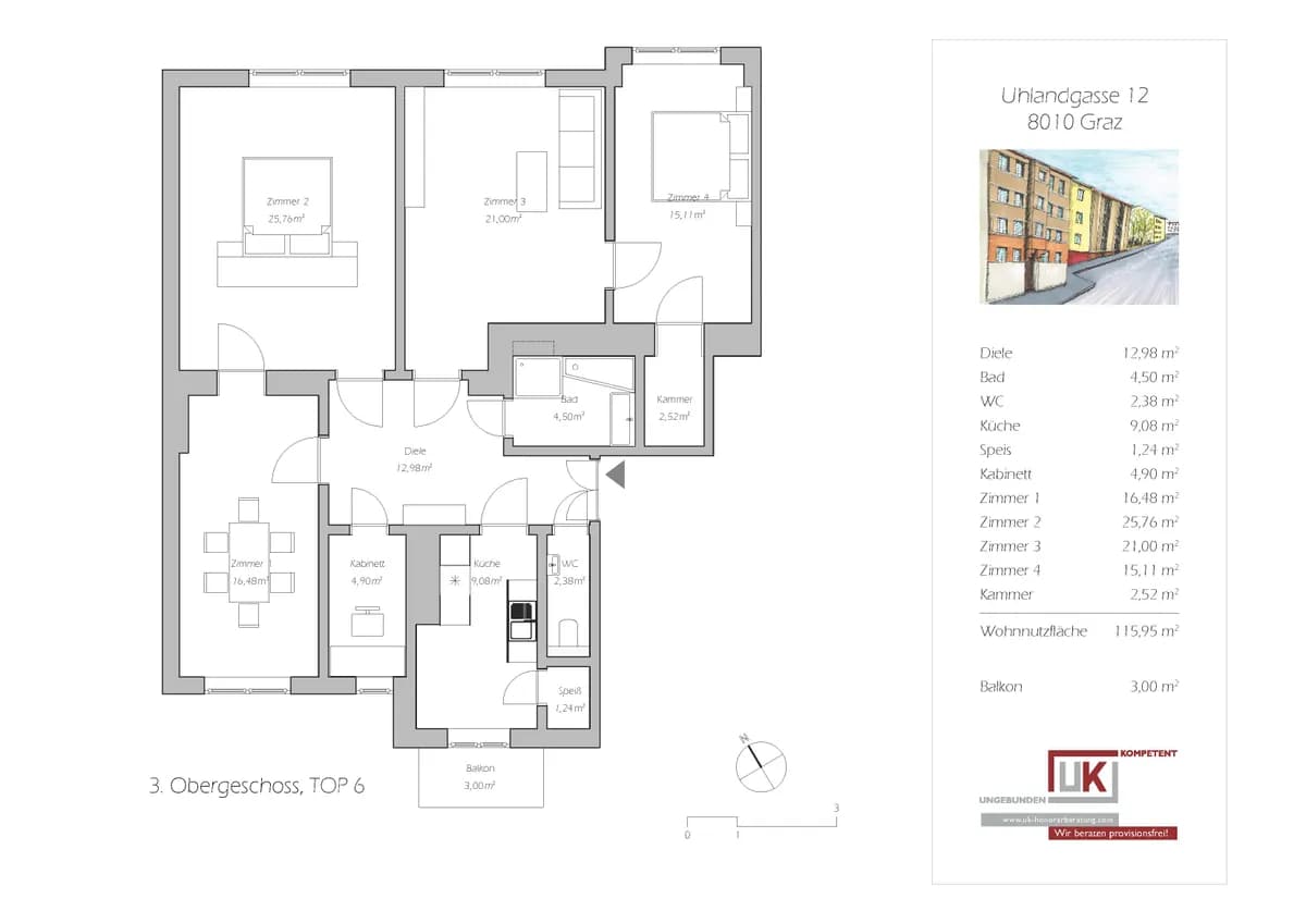 4-Zimmer-Wohnung mieten in Graz – 116 m², € 1.749 – Bild 2 von 17