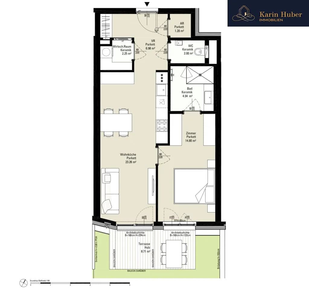 2-Zimmer-Wohnung mieten in Tulln – 55,51 m², € 1.079 – Bild 10 von 10