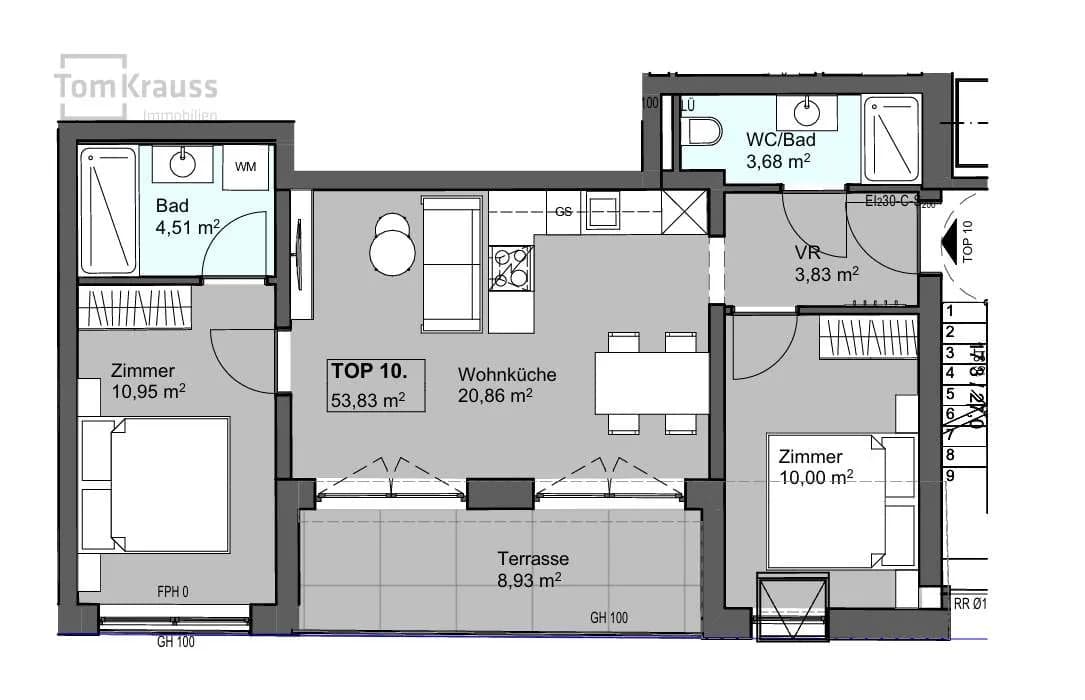 3-Zimmer-Wohnung kaufen in Wien – 53,22 m², € 396.000 – Bild 9 von 11
