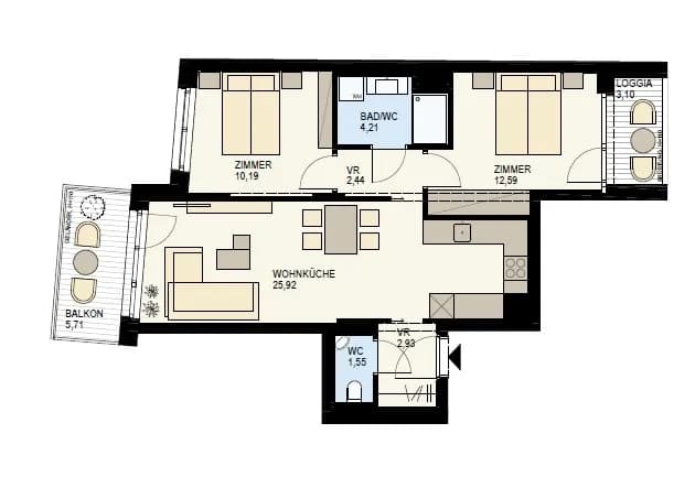 3-Zimmer-Wohnung kaufen in Wien – 62,93 m², € 723.700 – Bild 8 von 11