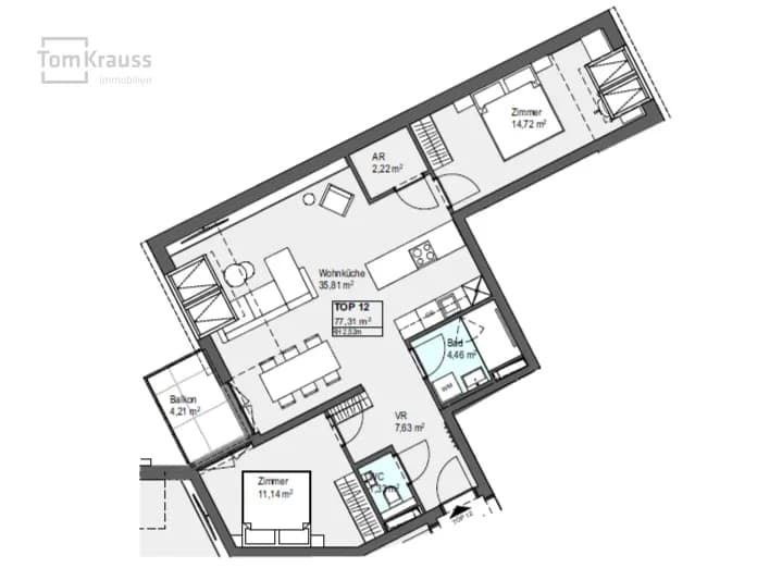 3-Zimmer-Wohnung kaufen in Wien – 77,31 m², € 499.000 – Bild 4 von 11