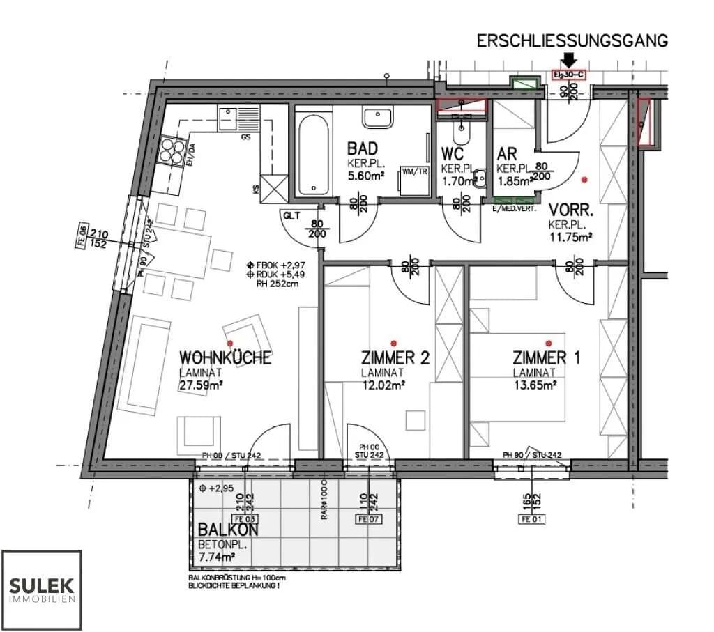 3-Zimmer-Wohnung mieten in Eisenstadt – 74,16 m², € 1.155 – Bild 2 von 17