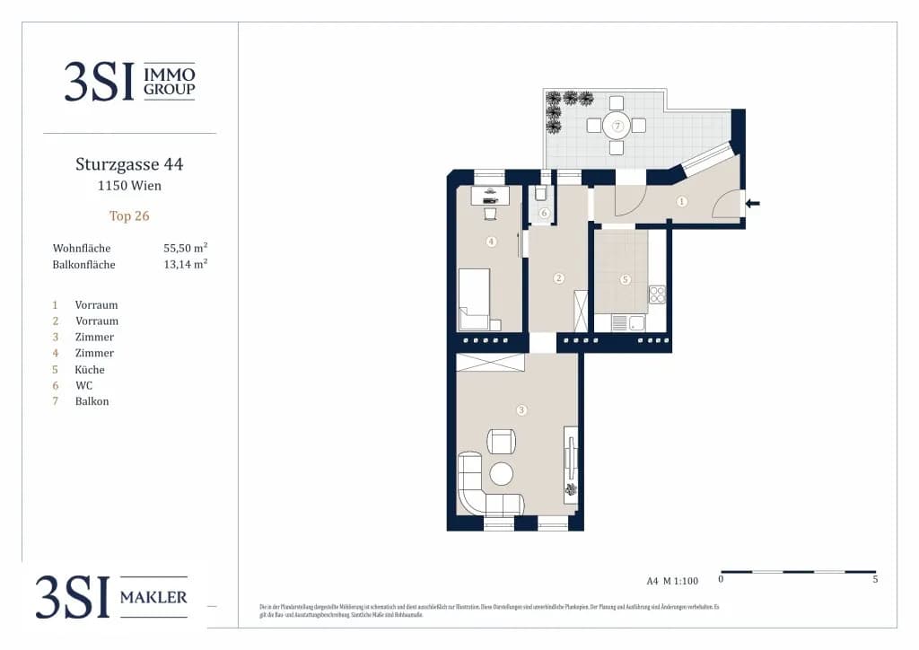2-Zimmer-Wohnung kaufen in Wien – 55,5 m², € 345.000 – Bild 8 von 8