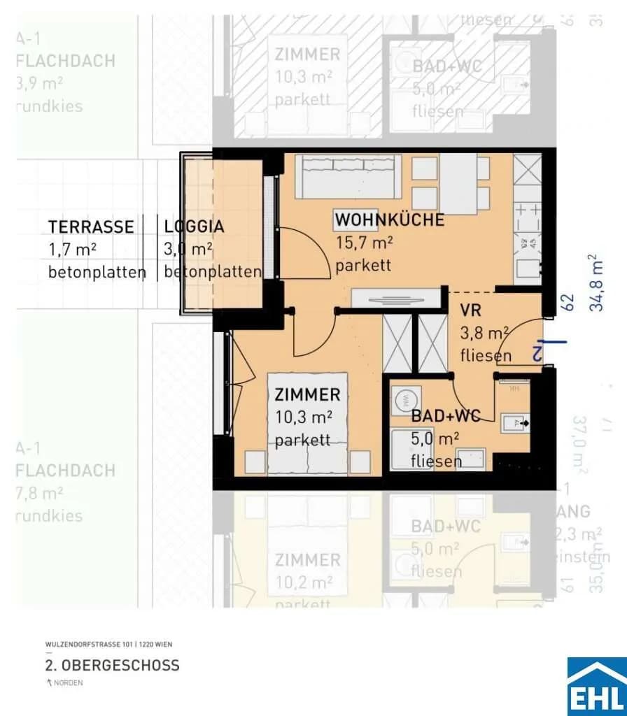 2-Zimmer-Wohnung kaufen in Wien – 33 m², € 237.250 – Bild 3 von 3