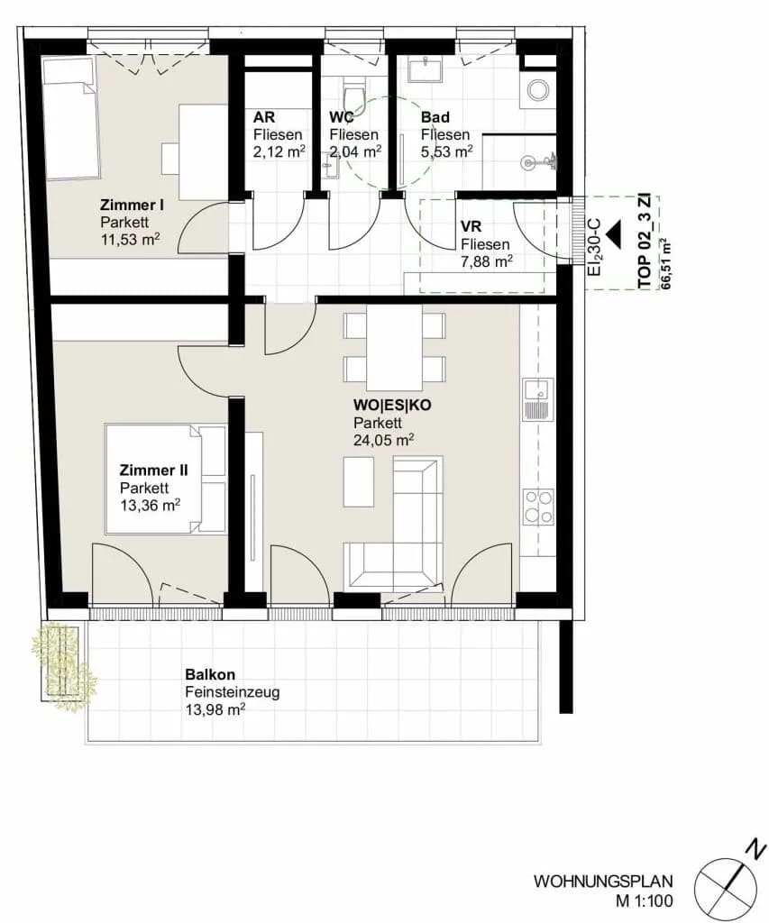 3-Zimmer-Wohnung kaufen in Graz – 66,51 m², € 298.000 – Bild 7 von 9