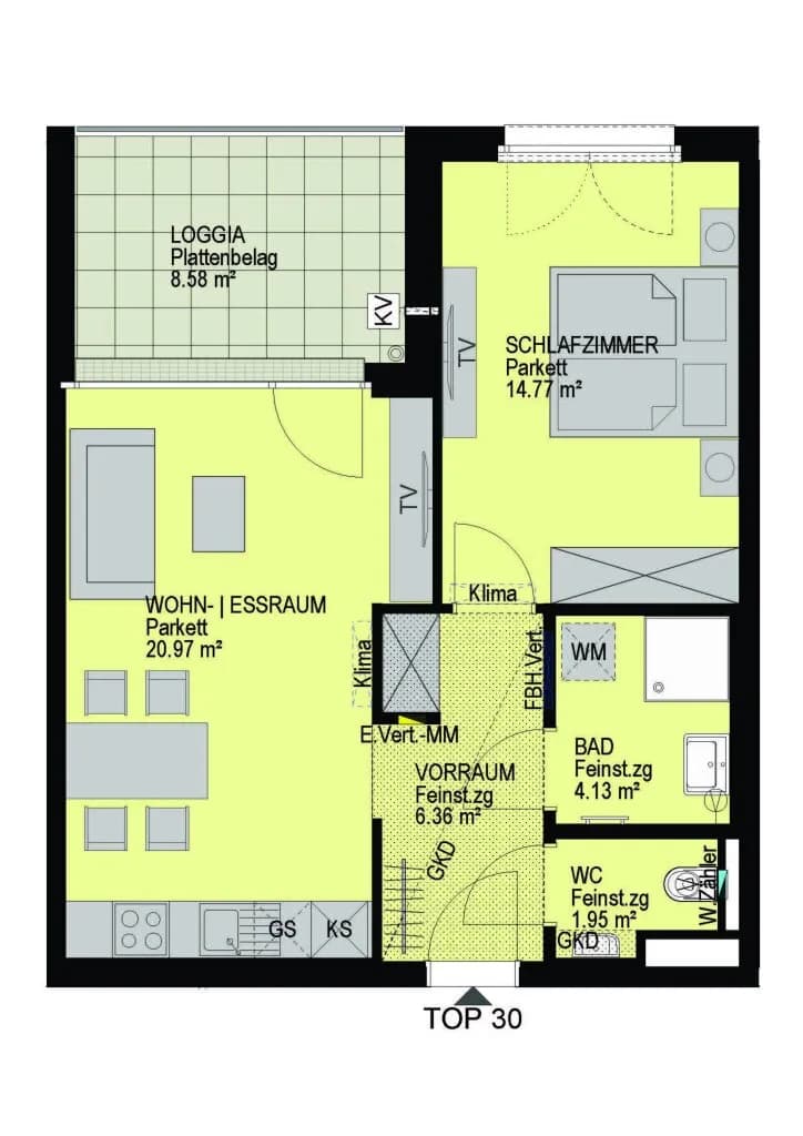 2-Zimmer-Wohnung kaufen in Wien – 48,19 m², € 381.500 – Bild 2 von 19