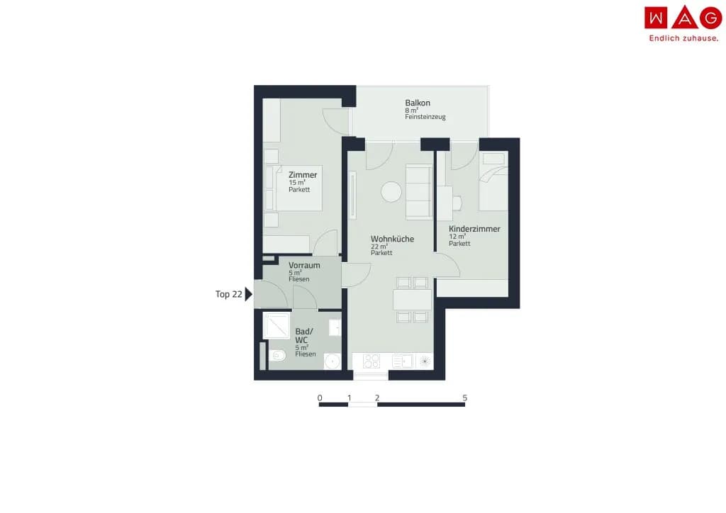 2-Zimmer-Wohnung mieten in Graz – 59 m², € 977 – Bild 2 von 5