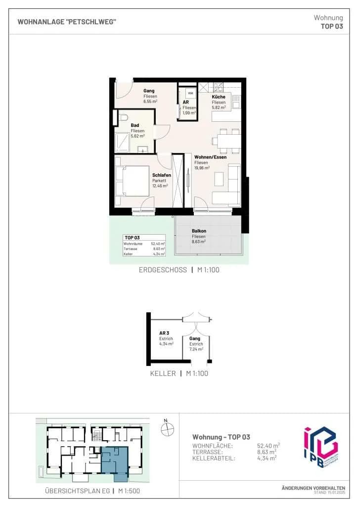 2-Zimmer-Wohnung kaufen in Perg – 52,31 m², € 225.872 – Bild 3 von 3