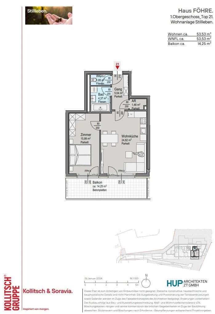 2-Zimmer-Wohnung kaufen in Mödling – 53,53 m², € 342.600 – Bild 9 von 9