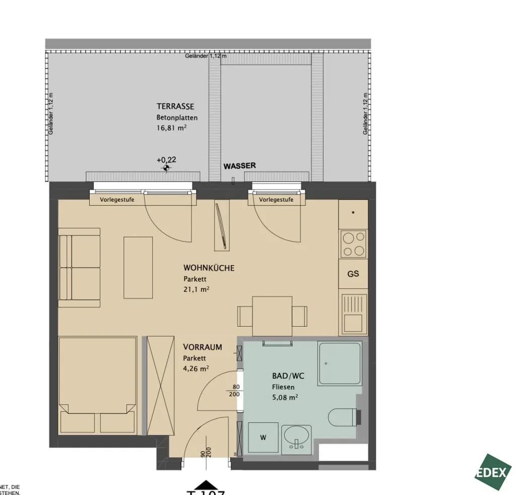 1-Zimmer-Wohnung mieten in Wien – 30 m², € 811 – Bild 12 von 12