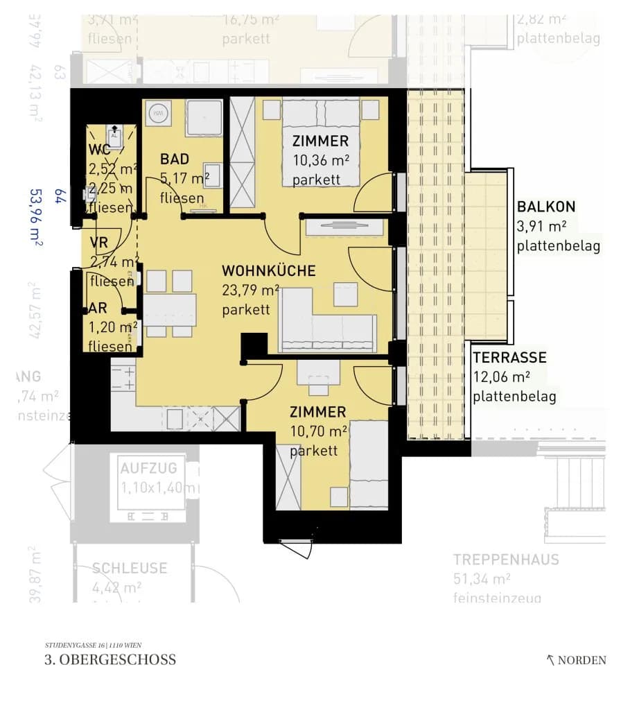 3-Zimmer-Wohnung kaufen in Wien – 53,96 m², € 335.500 – Bild 12 von 12