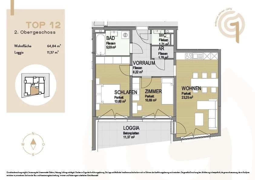 3-Zimmer-Wohnung kaufen in Perg – 64,07 m², € 289.000 – Bild 12 von 12