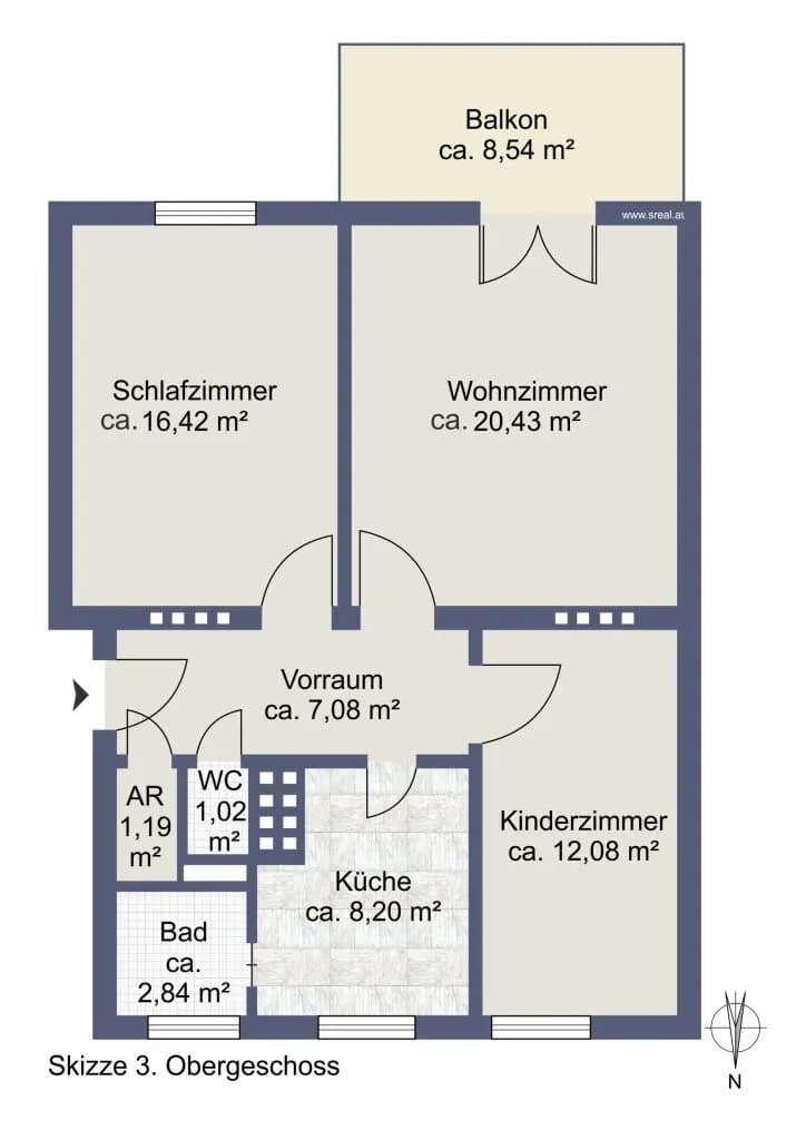 3-Zimmer-Wohnung kaufen in Salzburg Stadt – 69,26 m², € 289.900 – Bild 6 von 6