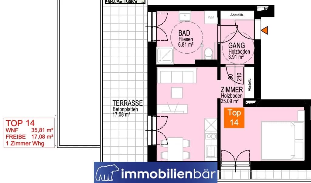 1-Zimmer-Wohnung kaufen in Linz – 35,81 m², € 325.000 – Bild 7 von 7