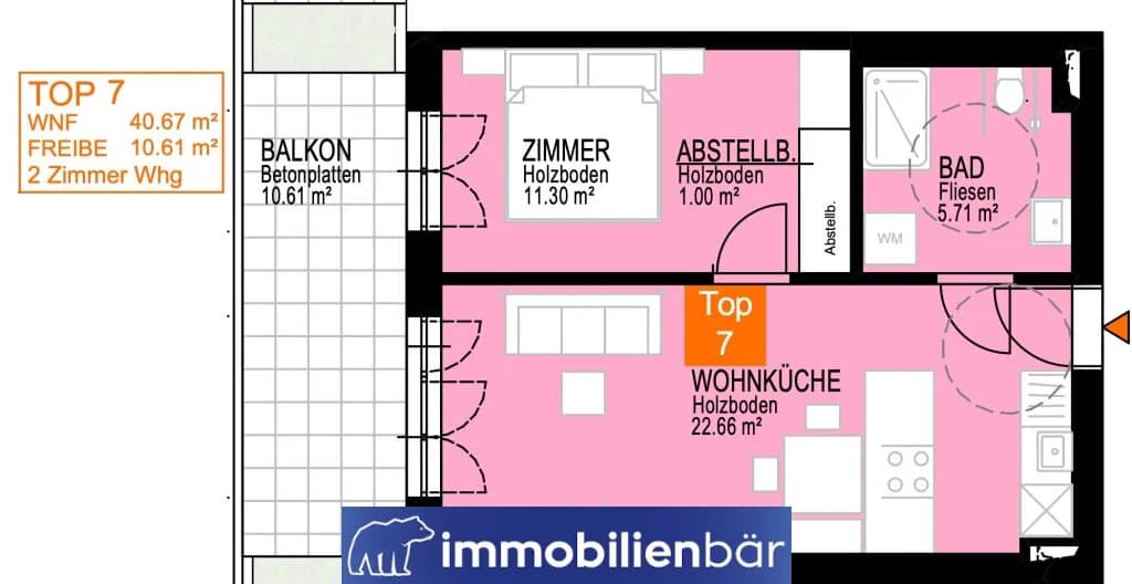 2-Zimmer-Wohnung kaufen in Linz – 40,67 m², € 345.000 – Bild 7 von 7