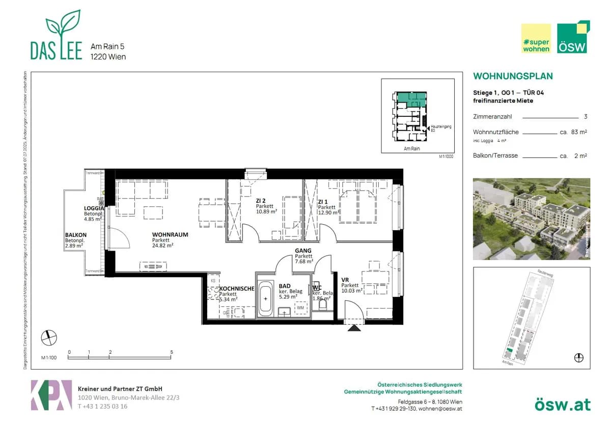 3-Zimmer-Wohnung mieten in Wien – 83,87 m², € 1.433 – Bild 2 von 9