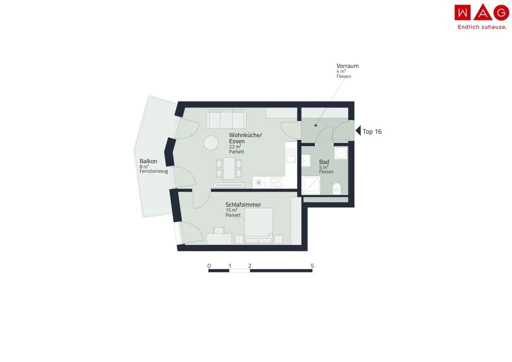 2-Zimmer-Wohnung mieten in Graz – 46 m², € 812 – Bild 6 von 7