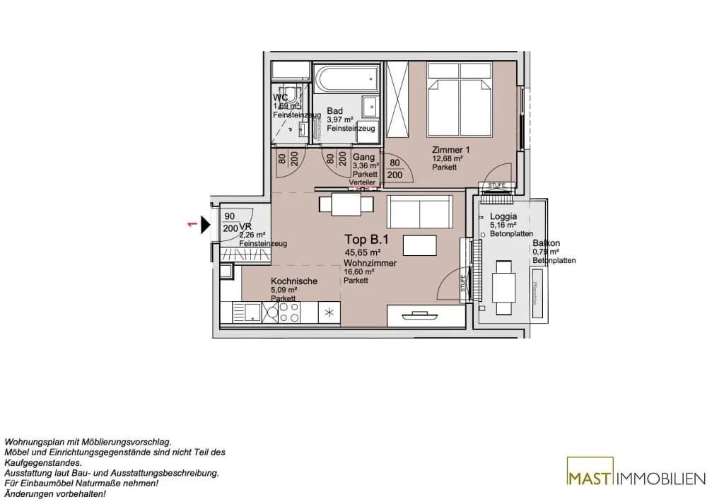 2-Zimmer-Wohnung kaufen in Wien – 45,65 m², € 265.000 – Bild 11 von 11