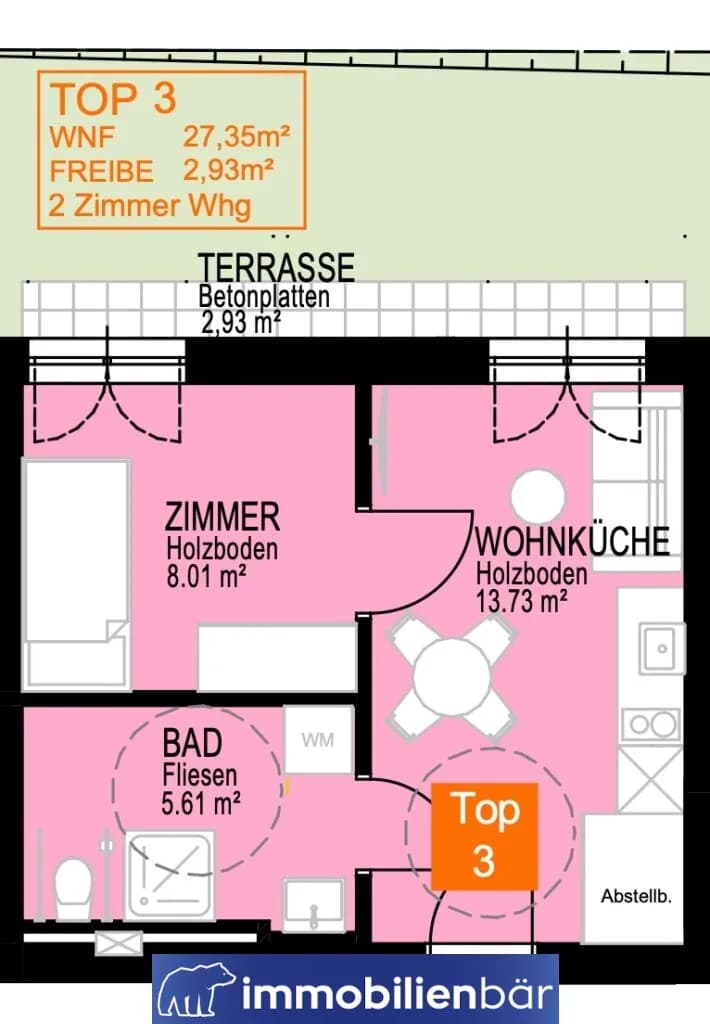 2-Zimmer-Wohnung kaufen in Linz – 27,35 m², € 199.000 – Bild 7 von 7