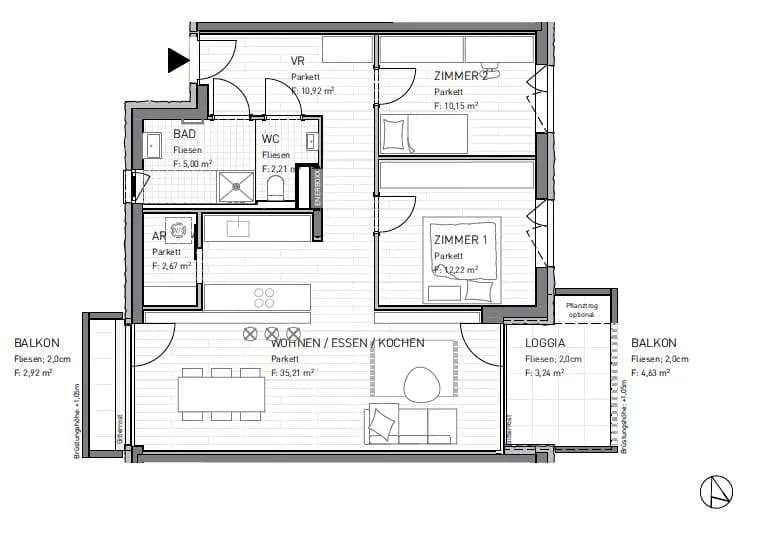 3-Zimmer-Wohnung kaufen in Klagenfurt – 78,38 m², € 327.700 – Bild 2 von 4