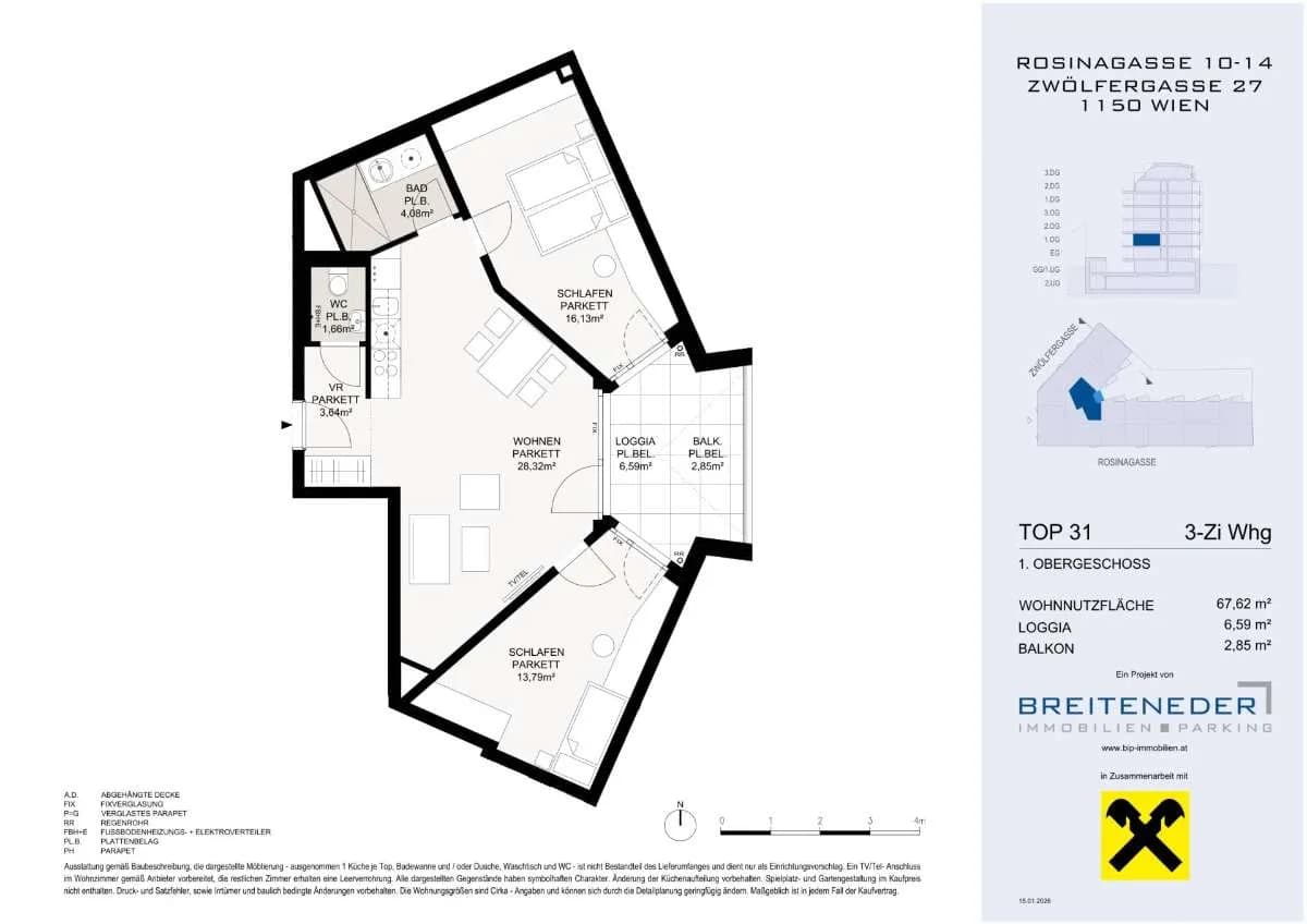3-Zimmer-Wohnung kaufen in Wien – 67,62 m², € 527.300 – Bild 4 von 4