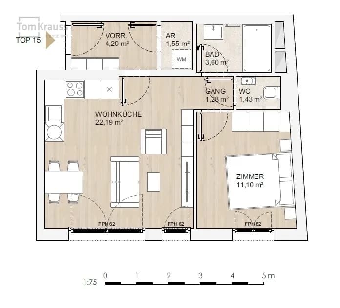 2-Zimmer-Wohnung kaufen in Wien – 45,35 m², € 445.900 – Bild 14 von 16