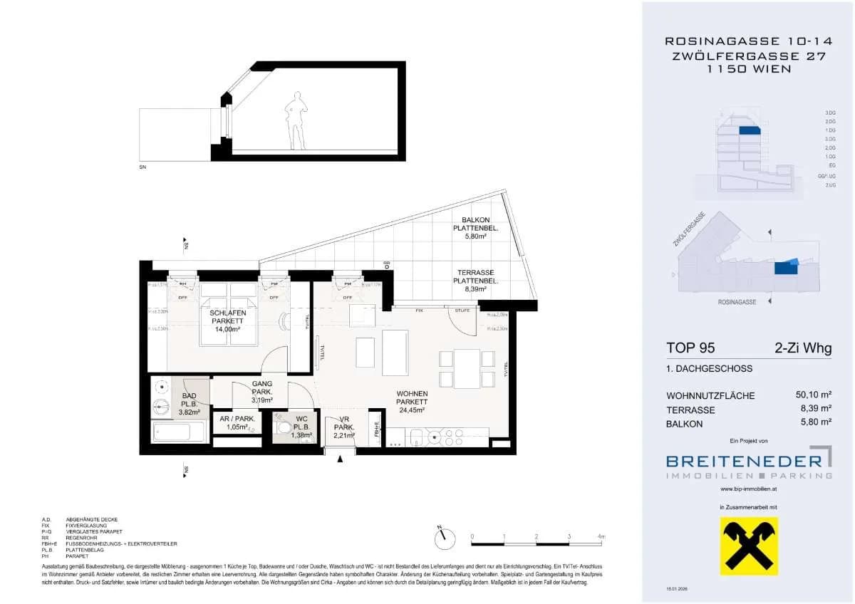 2-Zimmer-Wohnung kaufen in Wien – 50,1 m², € 385.500 – Bild 4 von 4