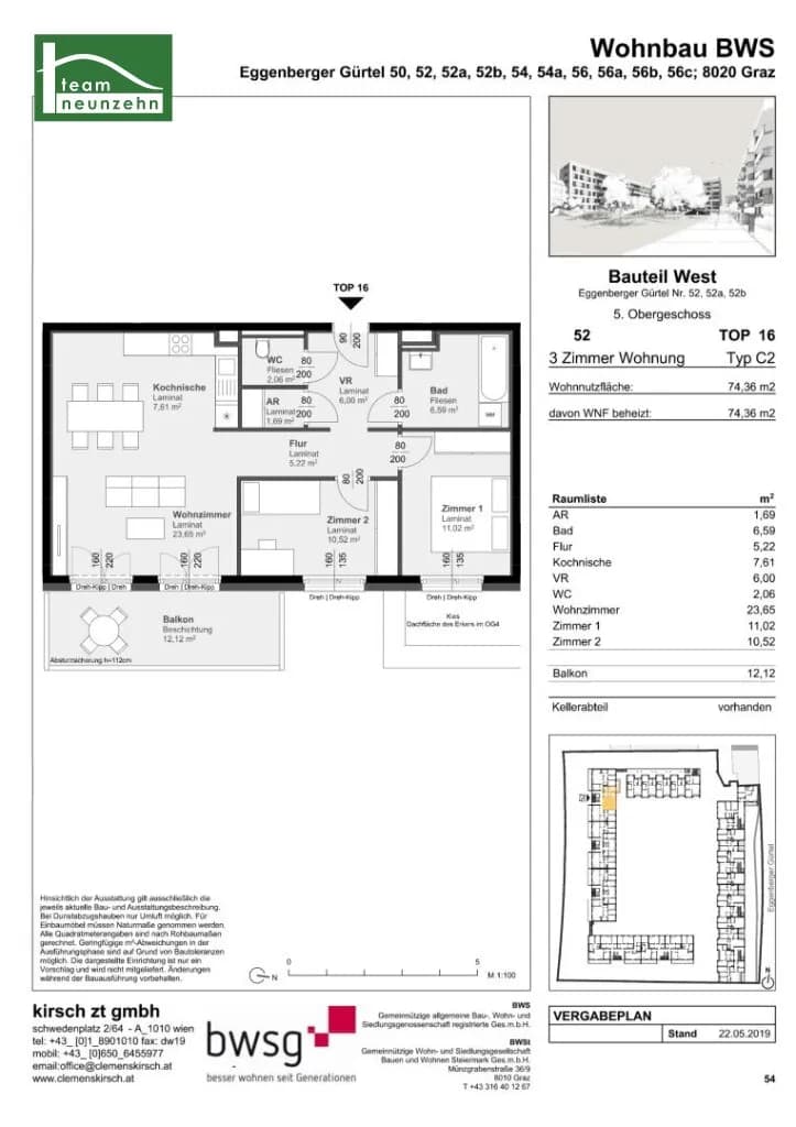 3-Zimmer-Wohnung mieten in Graz – 74,36 m², € 912 – Bild 17 von 17
