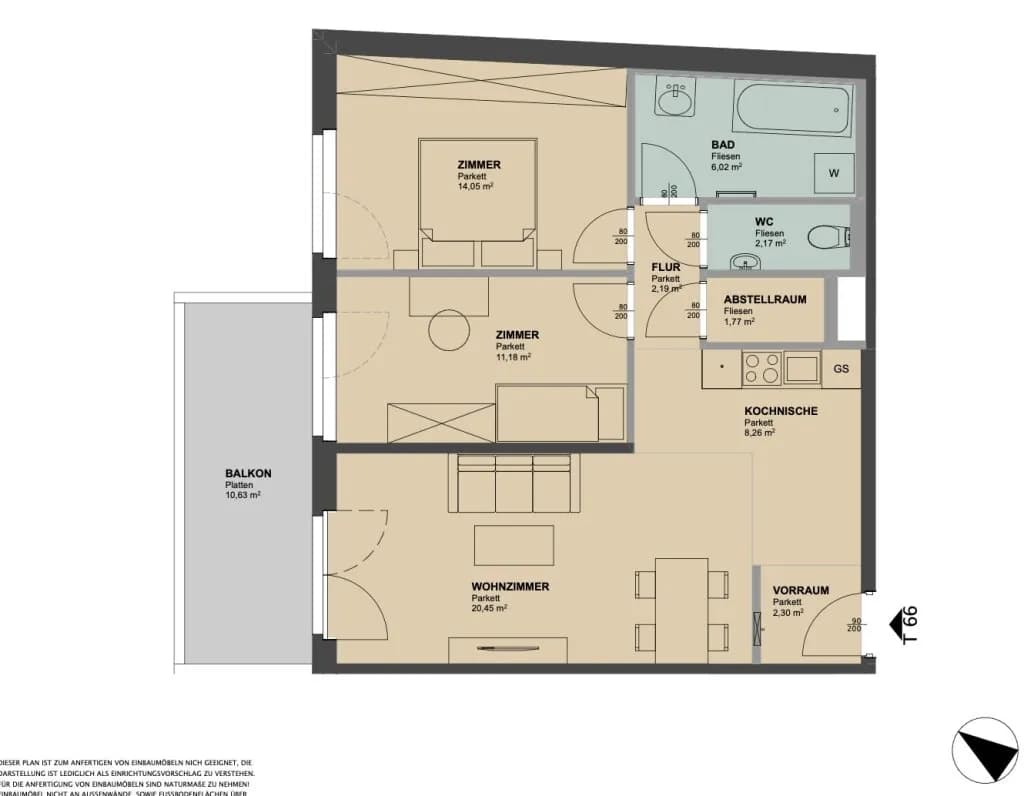 3-Zimmer-Wohnung mieten in Wien – 67,61 m², € 1.629 – Bild 10 von 10