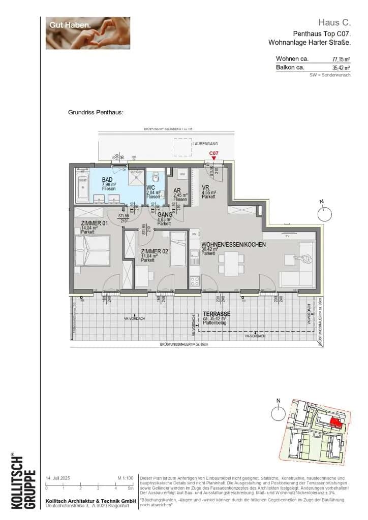 3-Zimmer-Wohnung kaufen in Graz – 77,15 m², € 542.200 – Bild 2 von 8