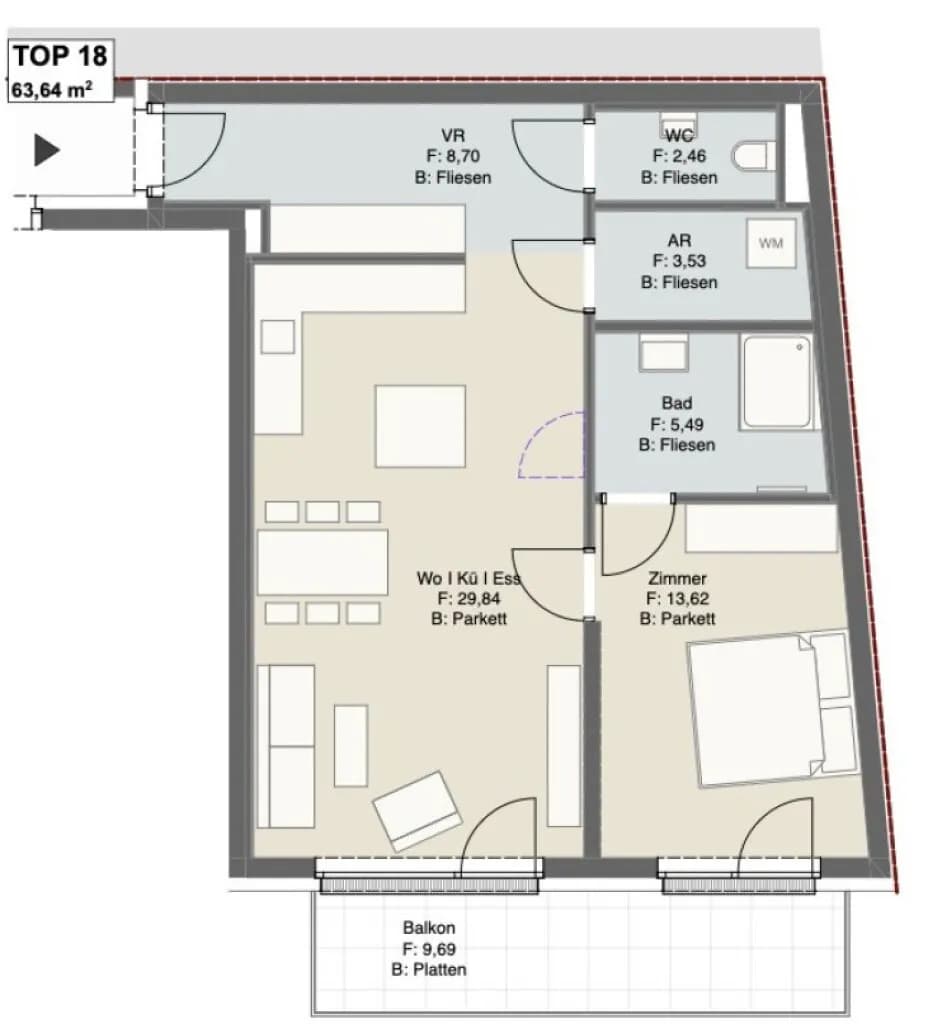 2-Zimmer-Wohnung kaufen in Graz – 63,6 m², € 458.000 – Bild 10 von 11